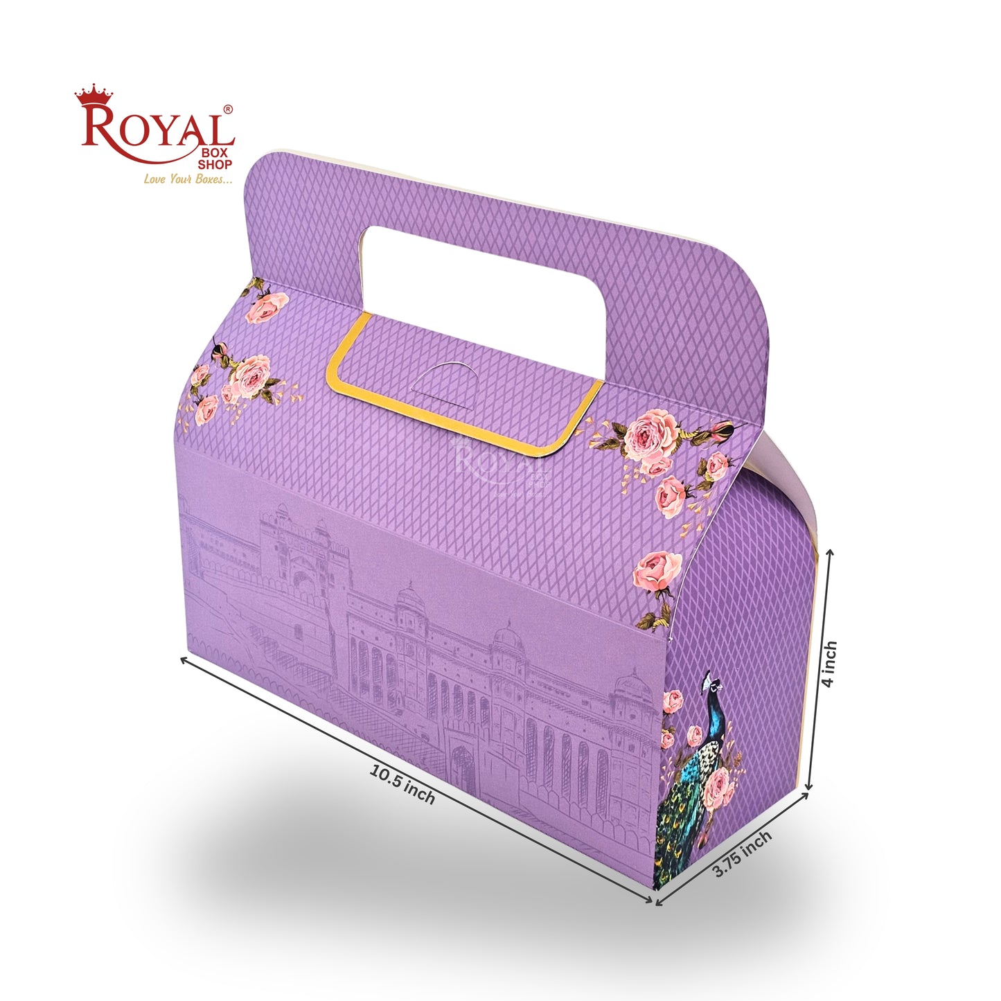 Royal Box Shop® Festive Gift Hamper Box With Handle | RBF-49 D1 | 10.5x4x3.75 Inch | Purple