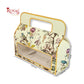 Floral and bird patterned box with handle and measurements, featuring the Royal Box Shop brand.