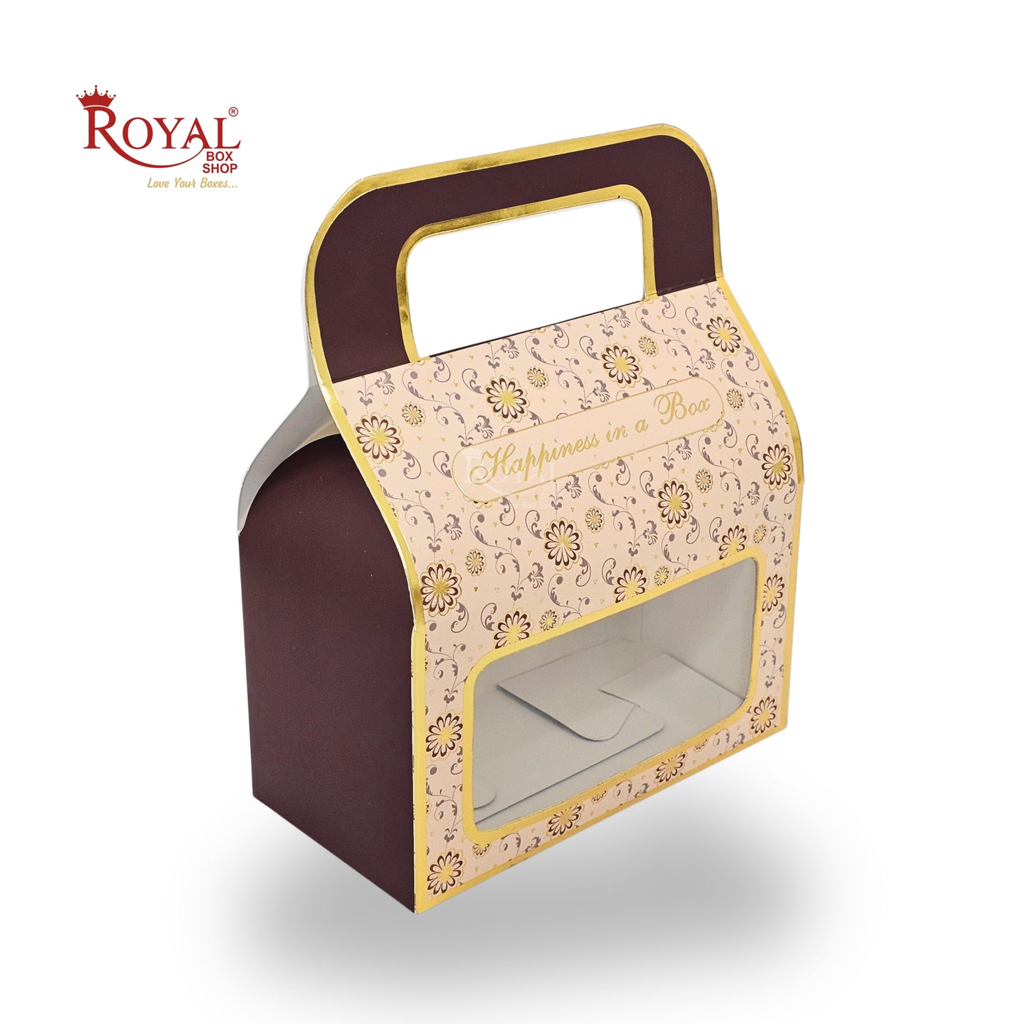 Royal Box Shop® Festive Gift Hamper Box With Handle | RBF-50 D1 | 7x4x3.75 Inch | Brown