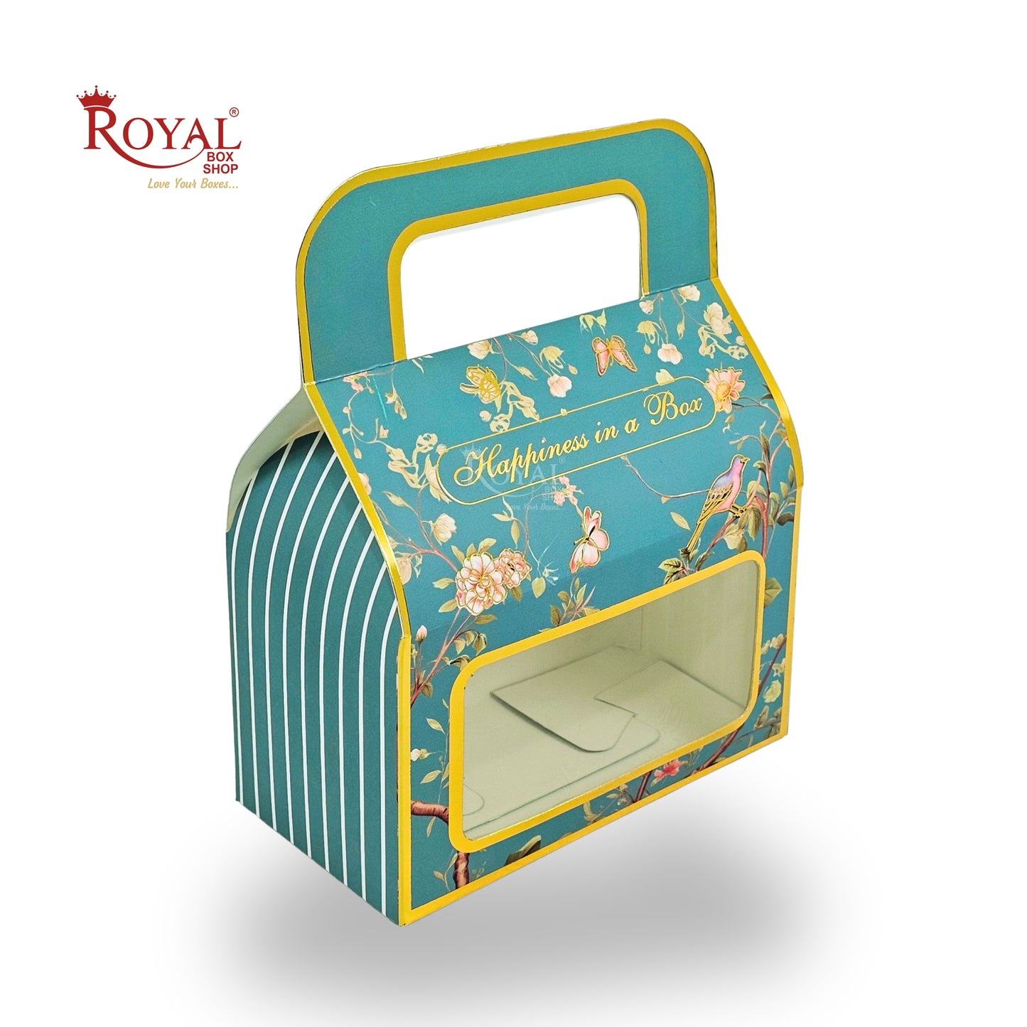Royal Box Shop® Festive Gift Hamper Box With Handle | RBF-50 D2 | 7x4x3.75 Inch | Green
