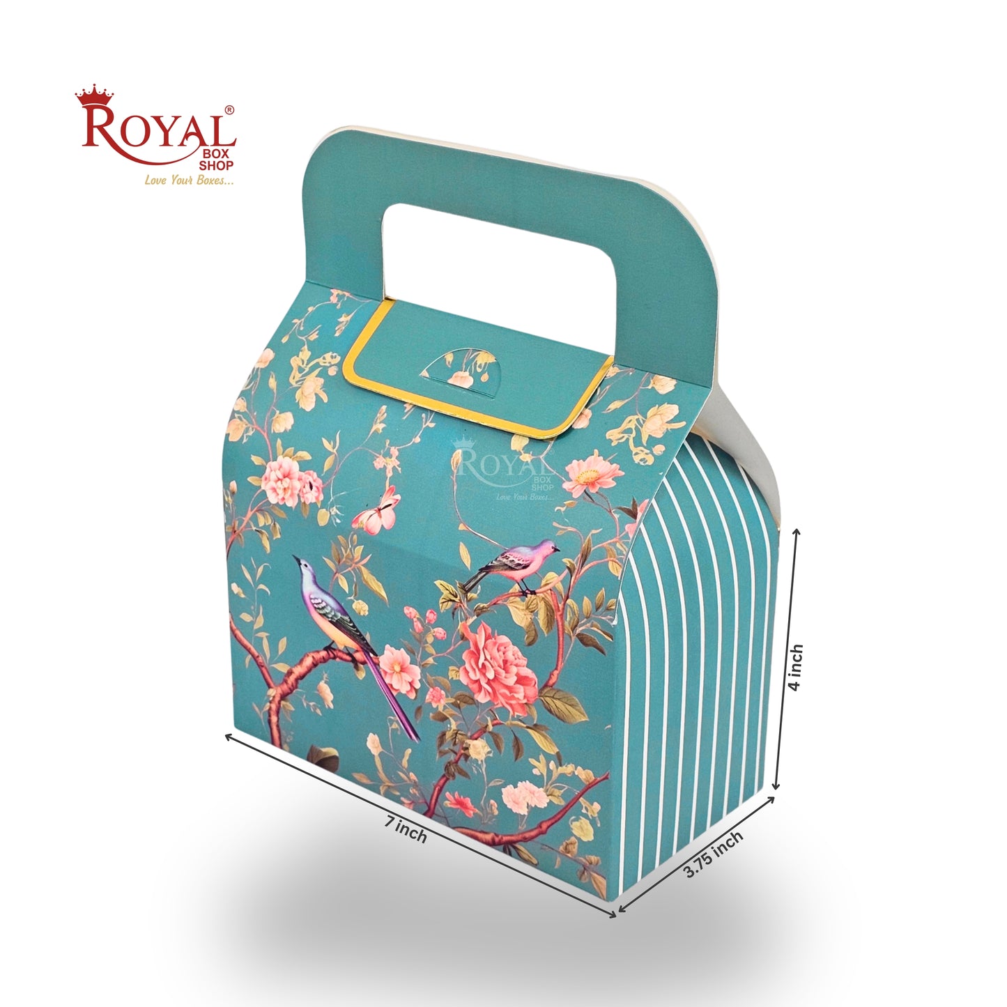 Royal Box Shop® Festive Gift Hamper Box With Handle | RBF-50 D2 | 7x4x3.75 Inch | Green