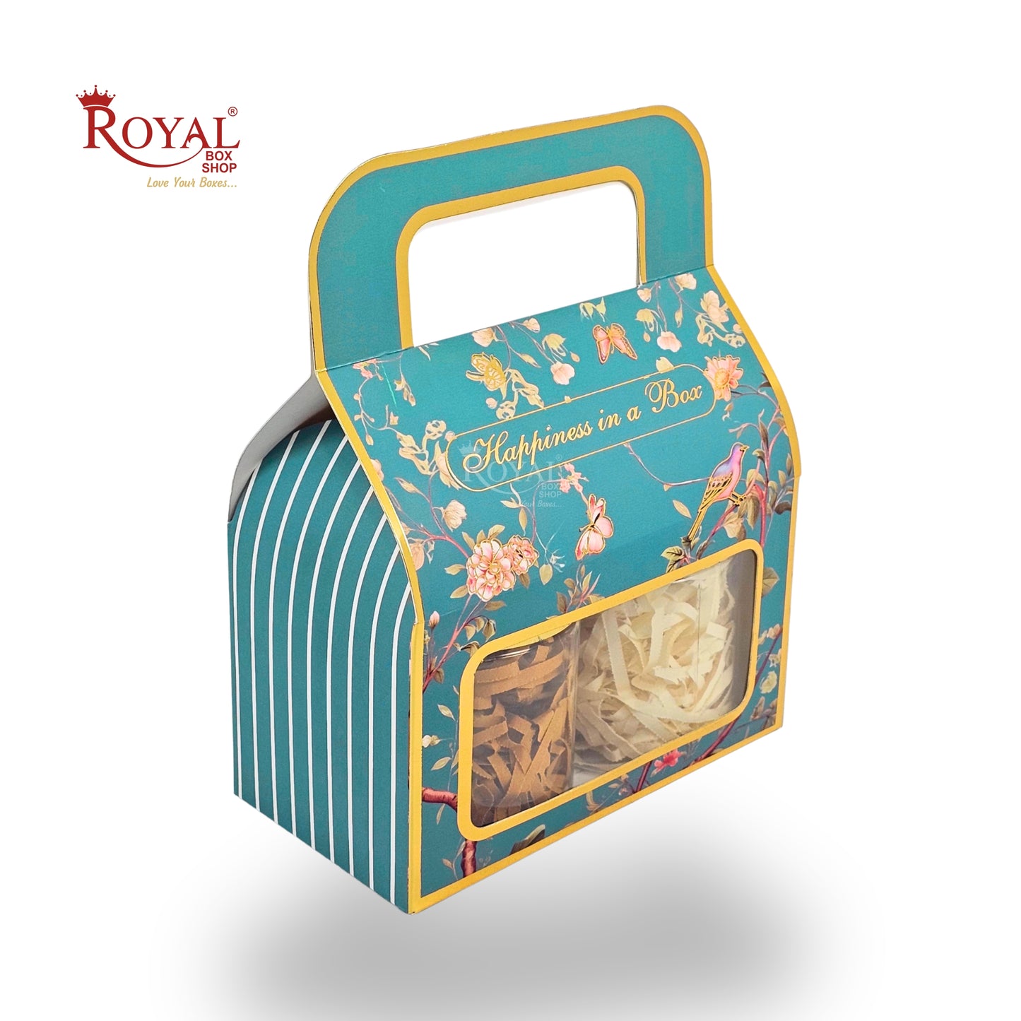 Royal Box Shop® Festive Gift Hamper Box With Handle | RBF-50 D2 | 7x4x3.75 Inch | Green