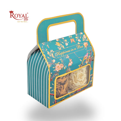 Royal Box Shop® Festive Gift Hamper Box With Handle | RBF-50 D2 | 7x4x3.75 Inch | Green