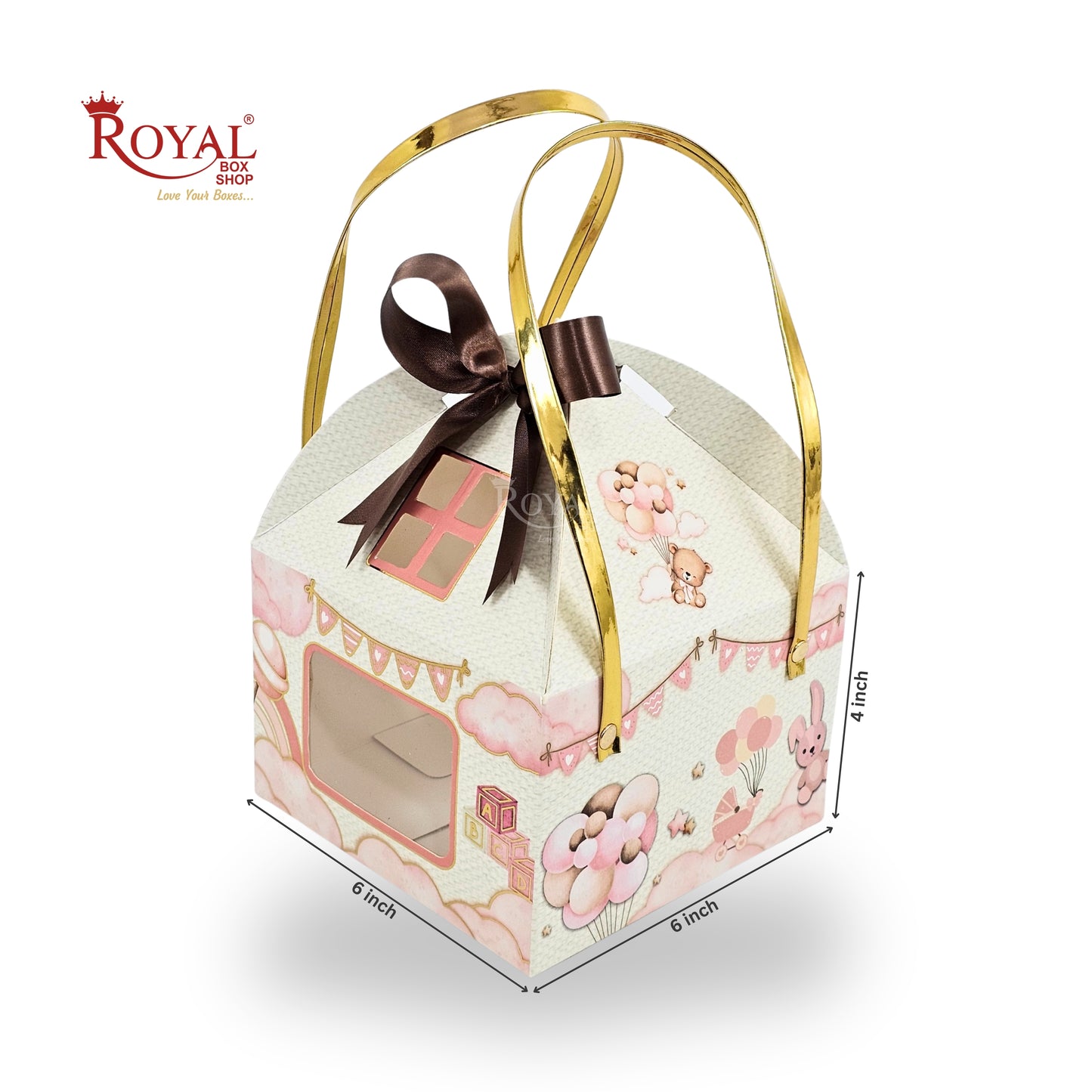 Baby Pink Hut Gift Boxes | RBF-53 D1 | 6x6x4 Inch