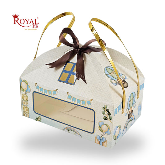 Decorative gift box with a brown ribbon and 'Royal Box Shop' branding on a white background.