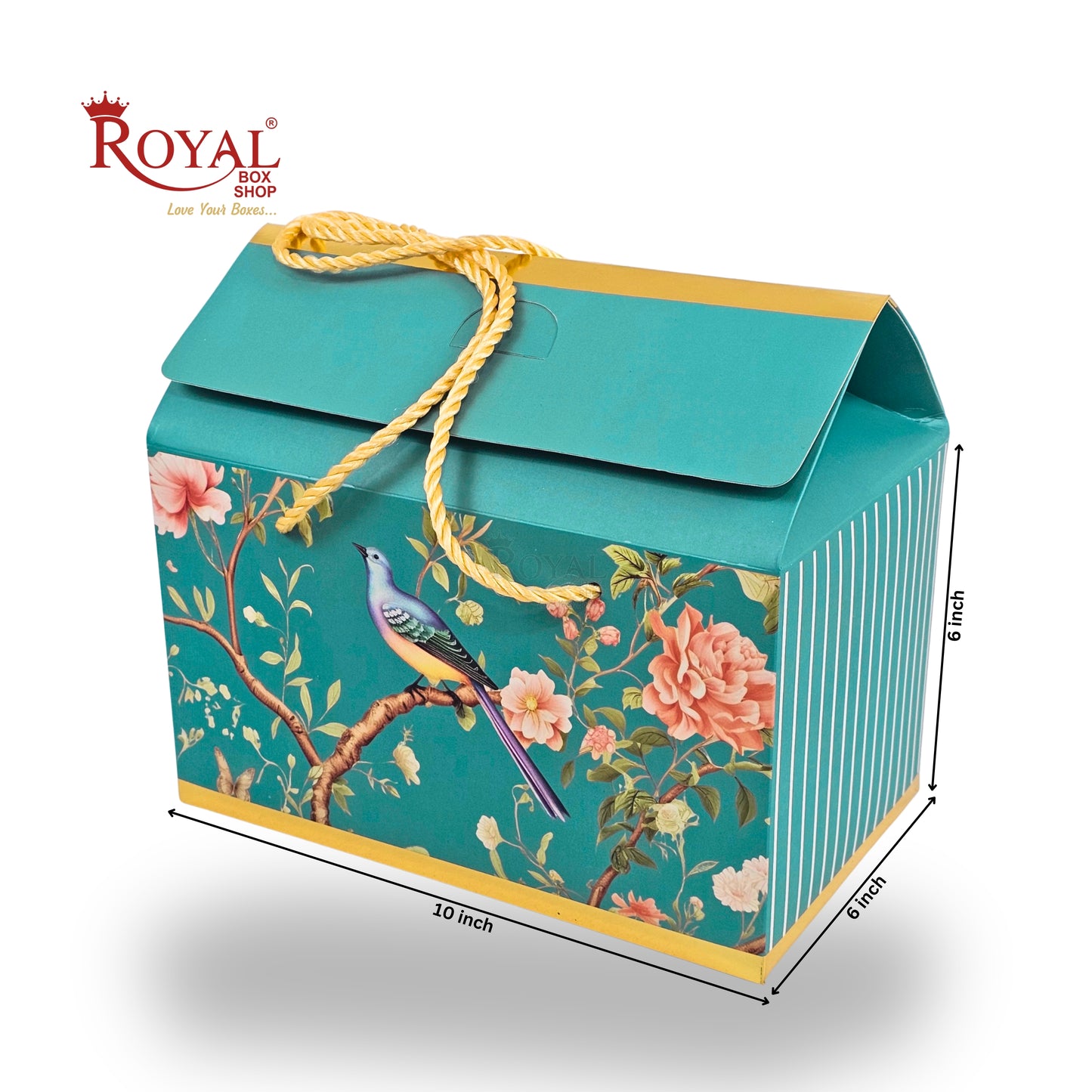 Royal Box Shop® Premium Gift Hamper Box | RBF-56 D1 | 10x6x6 Inch | Bird Print