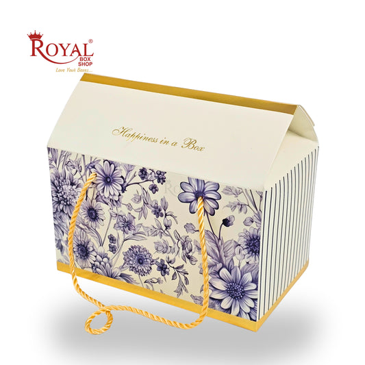 Royal Box Shop® Designer Floral Festive Gift Hamper Box | RBF-56 D2 | 10x6x6 Inch | Blue Floral