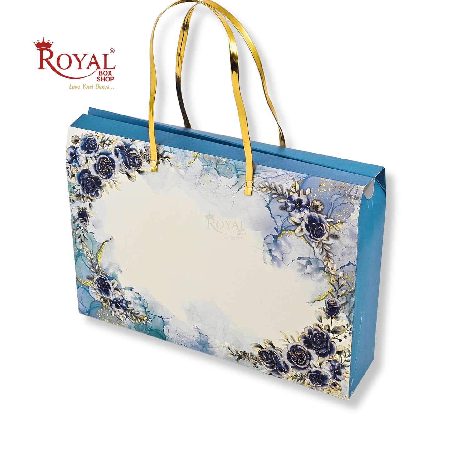 Premium Hamper Gift Bag I RBF-58 D2 I Grey Floral With Golden Leafing