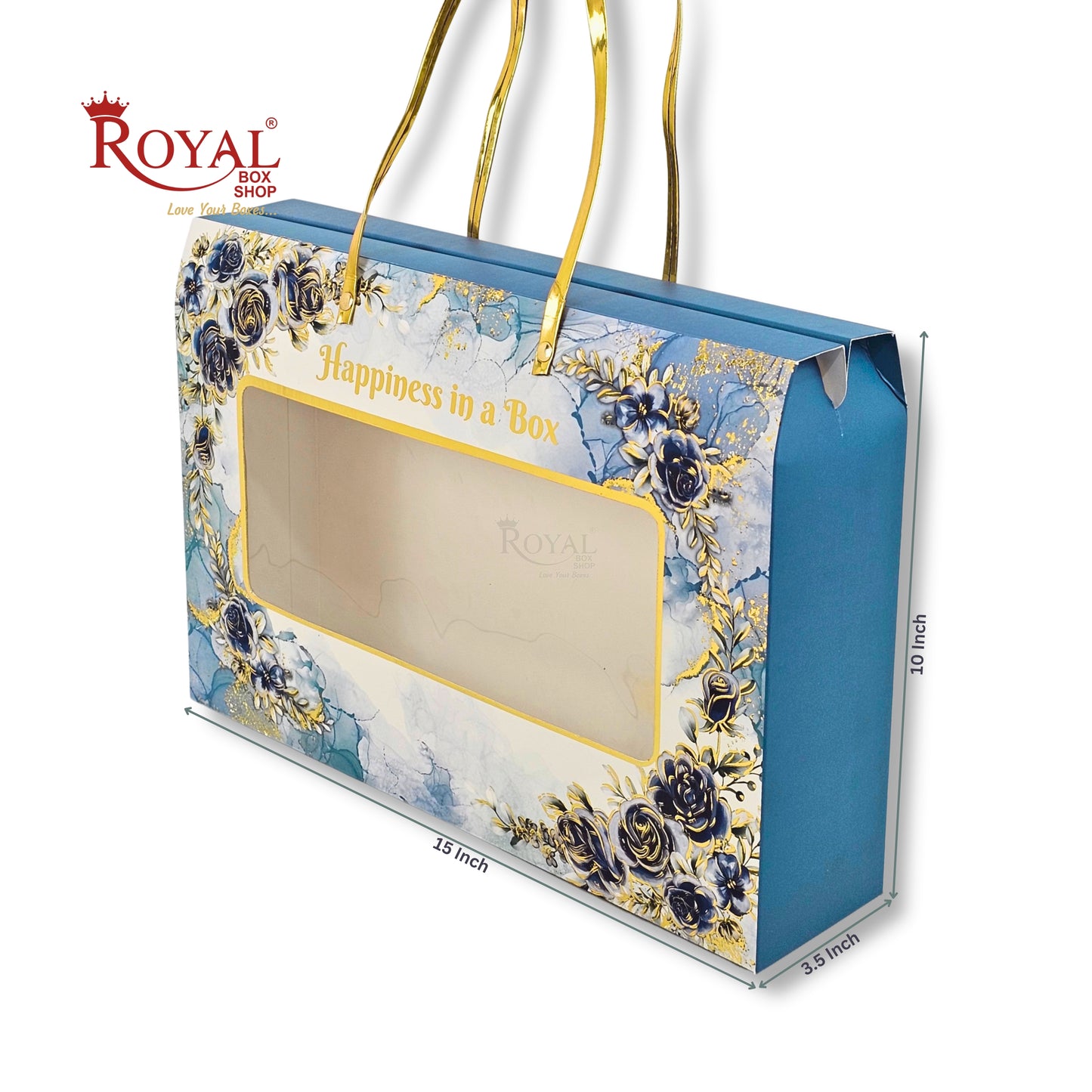 Premium Hamper Gift Bag I RBF-58 D2 I Grey Floral With Golden Leafing