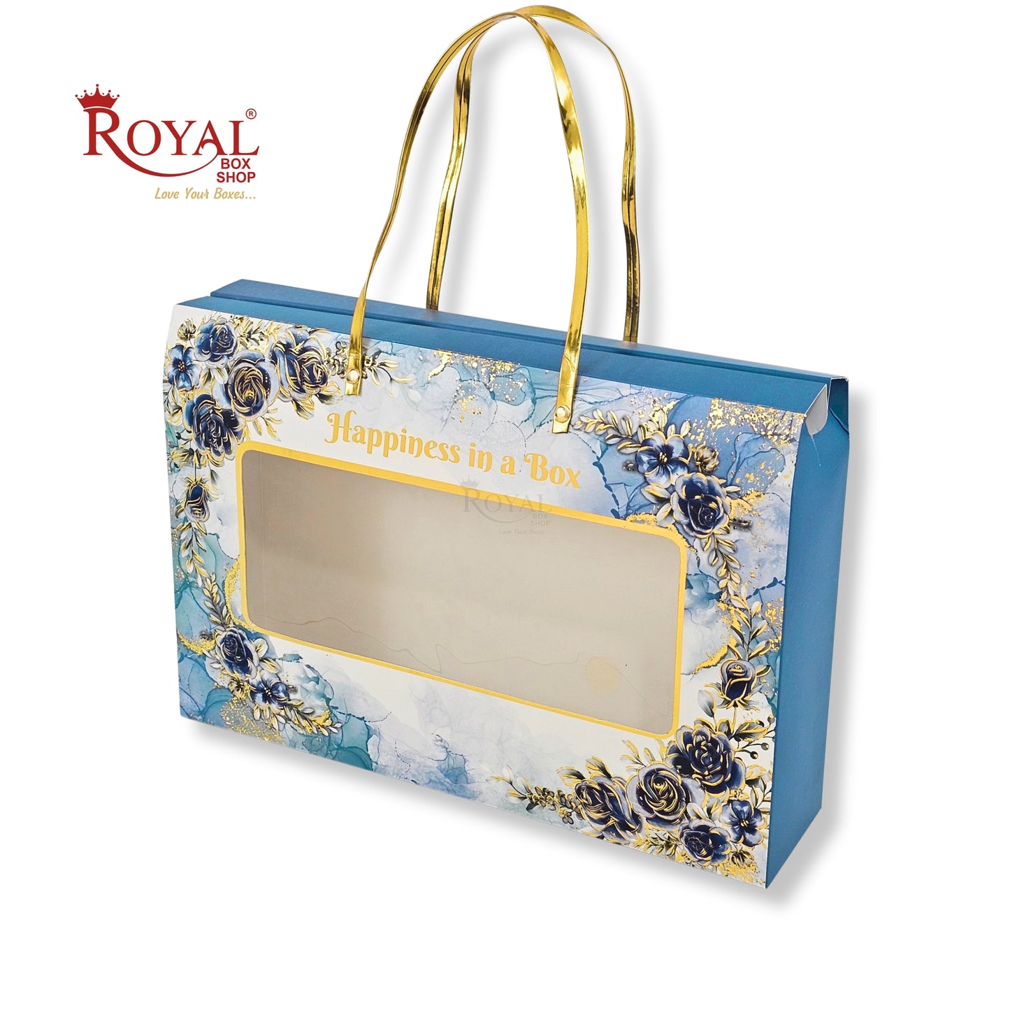 Premium Hamper Gift Bag I RBF-58 D2 I Grey Floral With Golden Leafing