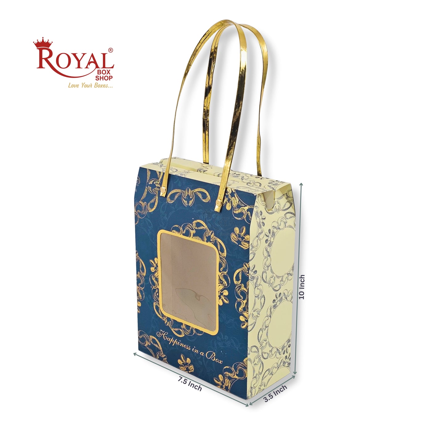 Premium Hamper Gift Bag I RBF-59 D1 I Royal Blue With Golden Leafing