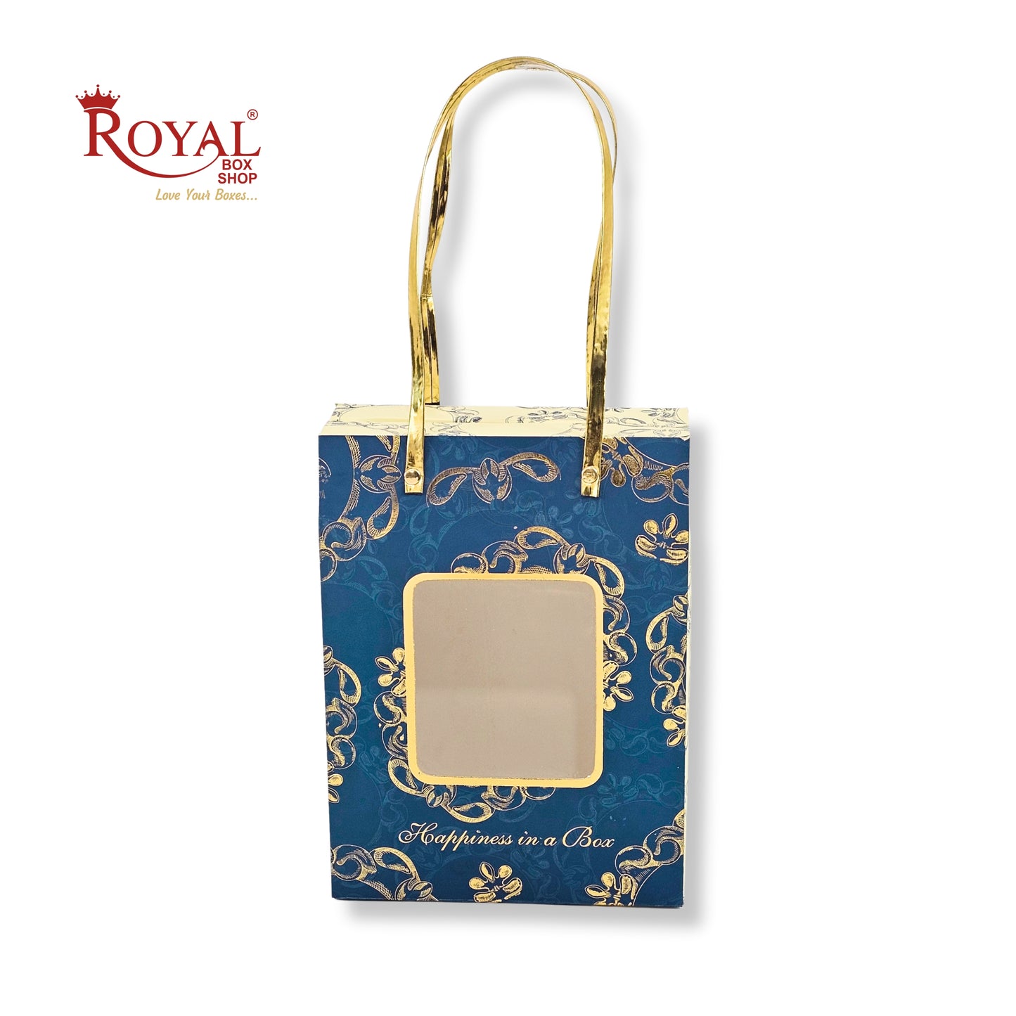 Premium Hamper Gift Bag I RBF-59 D1 I Royal Blue With Golden Leafing