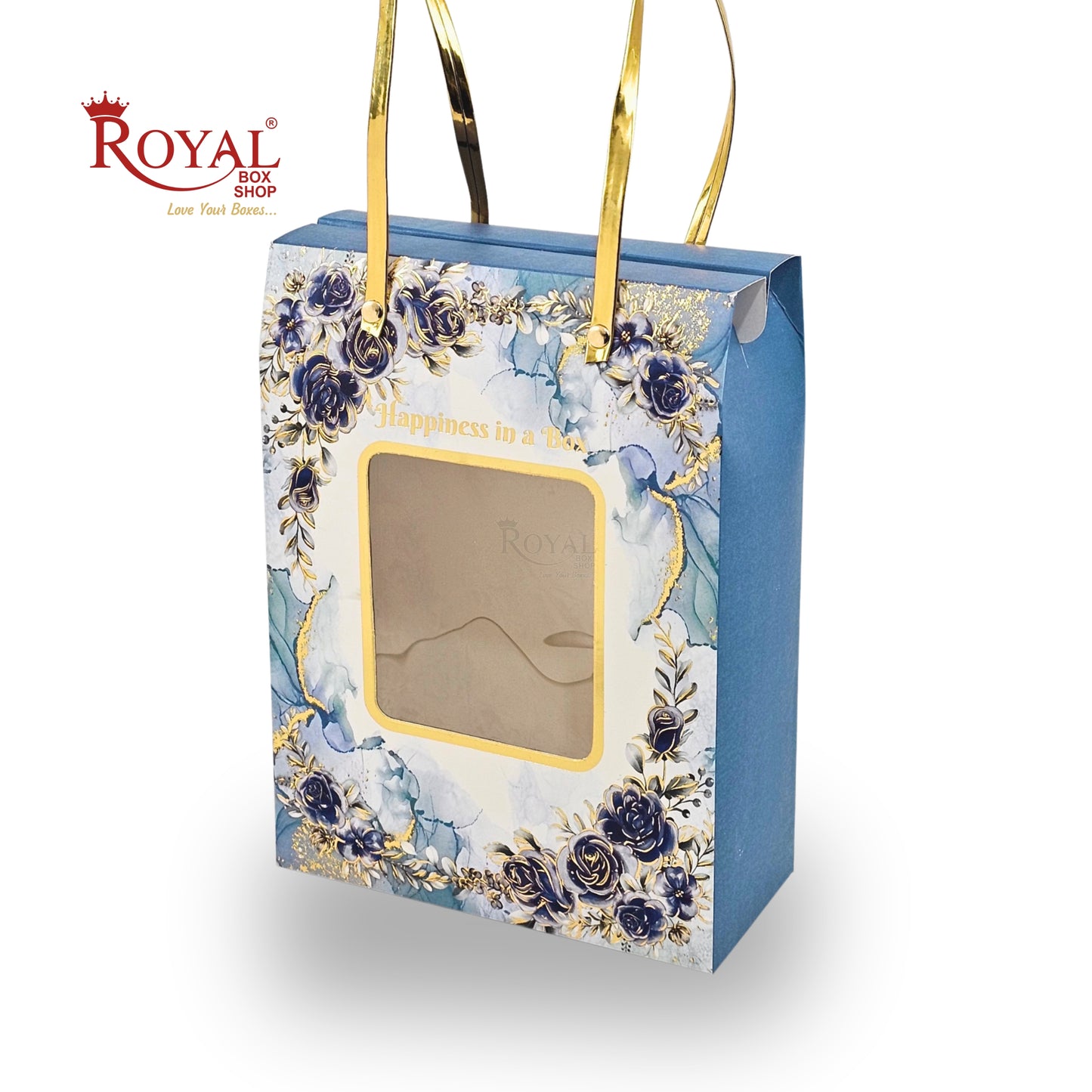 Premium Hamper Gift Bag I RBF-59 D2 I Grey Floral With Golden Leafing