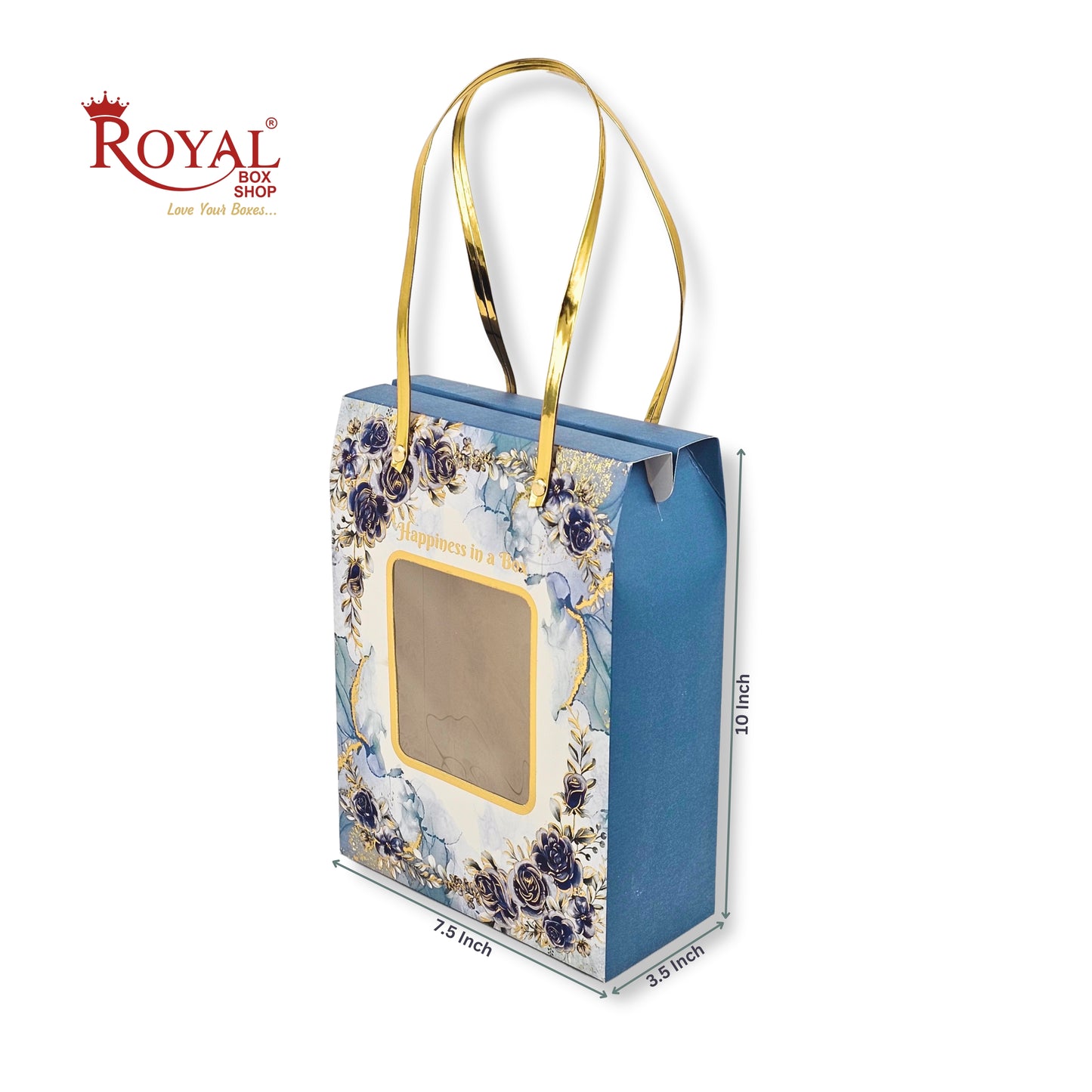 Premium Hamper Gift Bag I RBF-59 D2 I Grey Floral With Golden Leafing