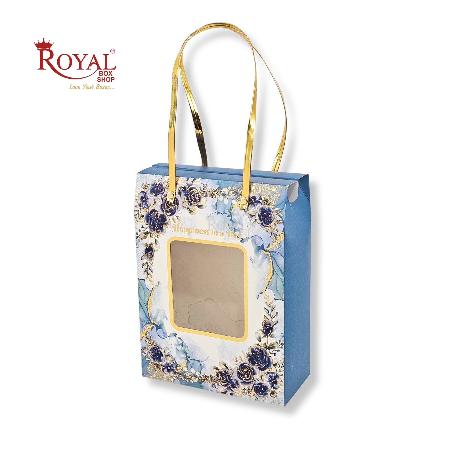 Premium Hamper Gift Bag I RBF-59 D2 I Grey Floral With Golden Leafing