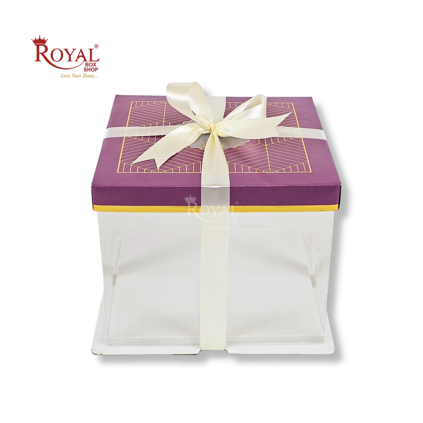 Tall Transparent Square Box with Ribbon | RBF-60 D1 | 8x8x7 Inch | Perfect for Cakes & Gifts