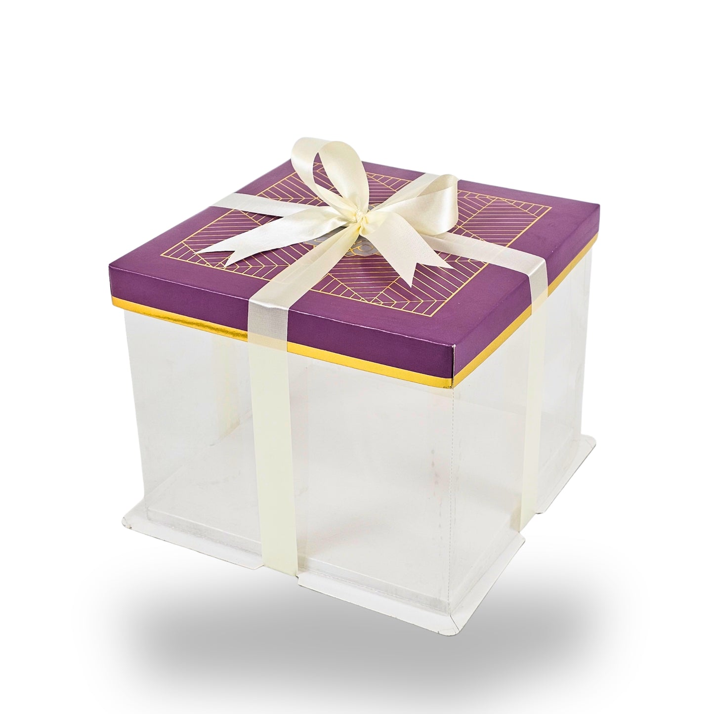 Tall Transparent Square Box with Ribbon | RBF-60 D1 | 8x8x7 Inch | Perfect for Cakes & Gifts
