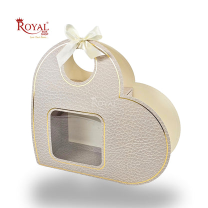 Heart Shape Valentine Gift Box | RBF-64 D2 | 13x13x3.5 Inch | Ivory Leather Texture Finish