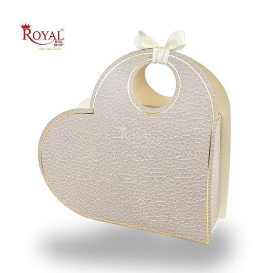 Heart Shape Valentine Gift Box | RBF-64 D2 | 13x13x3.5 Inch | Ivory Leather Texture Finish