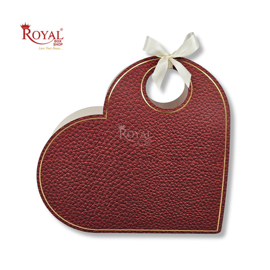 Heart Shape Valentine Gift Box | RBF-64 D1 | 13x13x3.5 Inch | Red Leather Texture Finish
