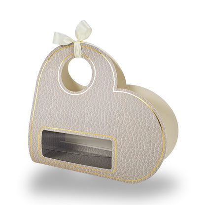 Royal Box Shop® Heart Shape Gift Hamper Bag With Handle | RBF-65 Ivory