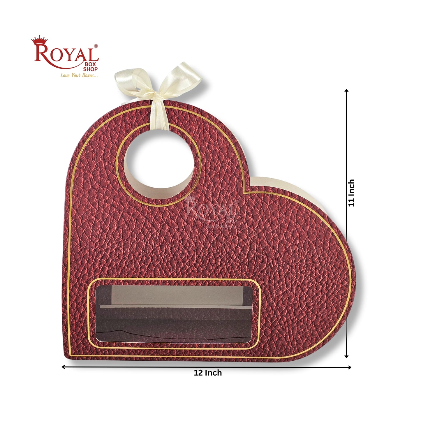 Heart Shape Valentine Gift Box with Window | RBF-65 D1 | 12×11×3.5 Inch I Red I  Royal Box Shop