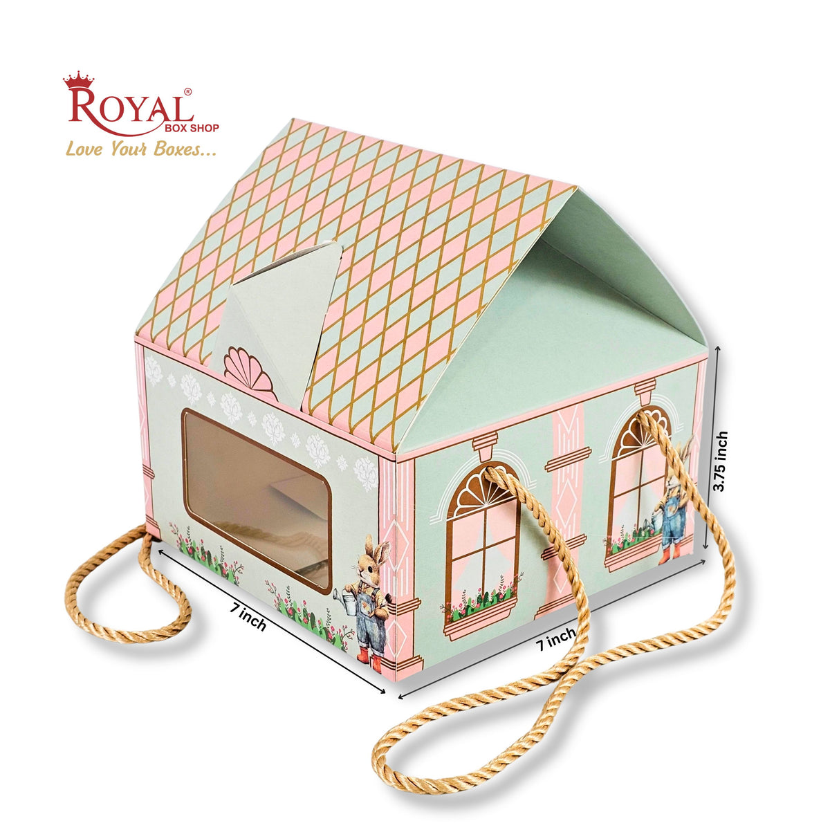 Hut Theme Gift Boxes | RBF 2620 D1 | 7x7x3.75 Inch | Pink