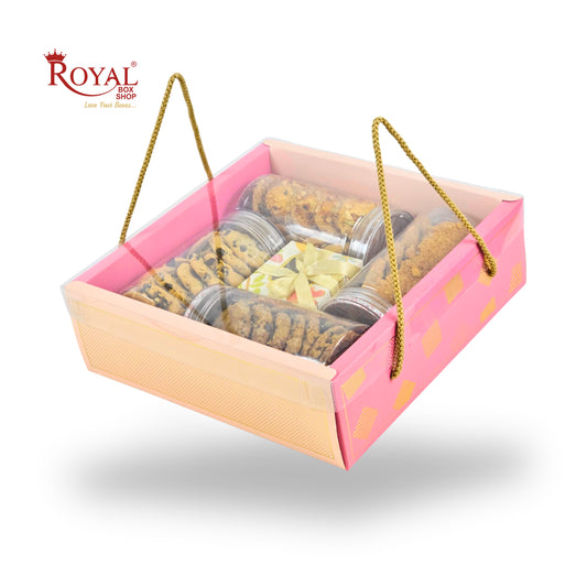 Premium Gift Hamper Bags with Transparent Lid | 10x10x3.5 inches | RBF2623 D1