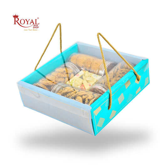 Premium Gift Hamper Bags with Transparent Lid | 10x10x3.5 inches | RBF2623 D2