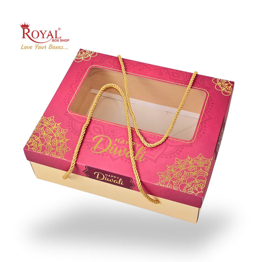 Designer Diwali Gift Hamper Box I RBF-2652 D4 I Premium Foil Print & Rope Handle