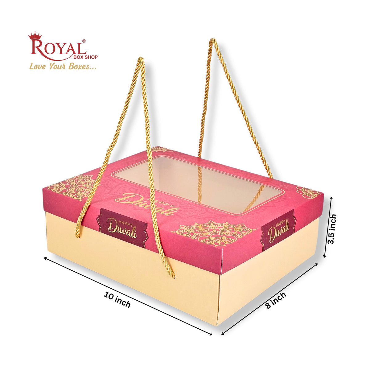 Designer Diwali Gift Hamper Box I RBF-2652 D4 I Premium Foil Print & Rope Handle