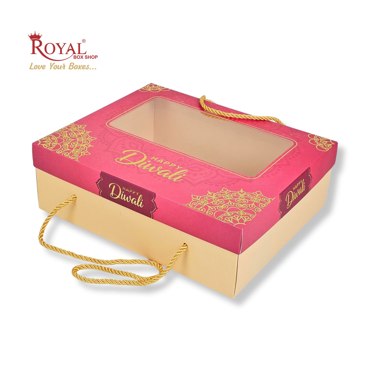 Designer Diwali Gift Hamper Box I RBF-2652 D4 I Premium Foil Print & Rope Handle
