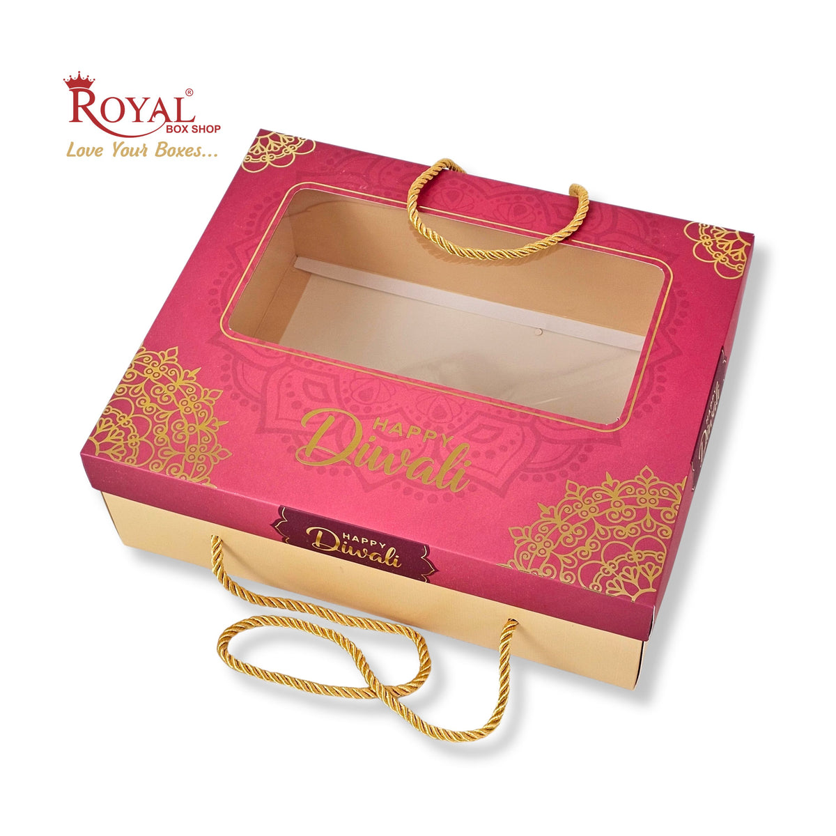 Designer Diwali Gift Hamper Box I RBF-2652 D4 I Premium Foil Print & Rope Handle