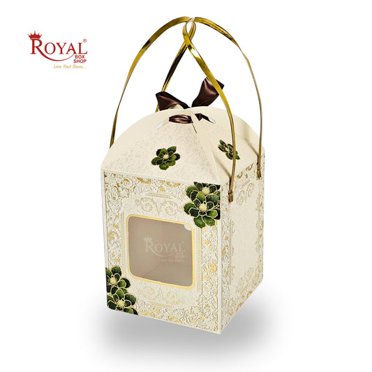Royal Box Shop® Premium Floral Gift Hamper Box with Handle & Window I 6.75x6.75x8 Inch I RBF-68 D1