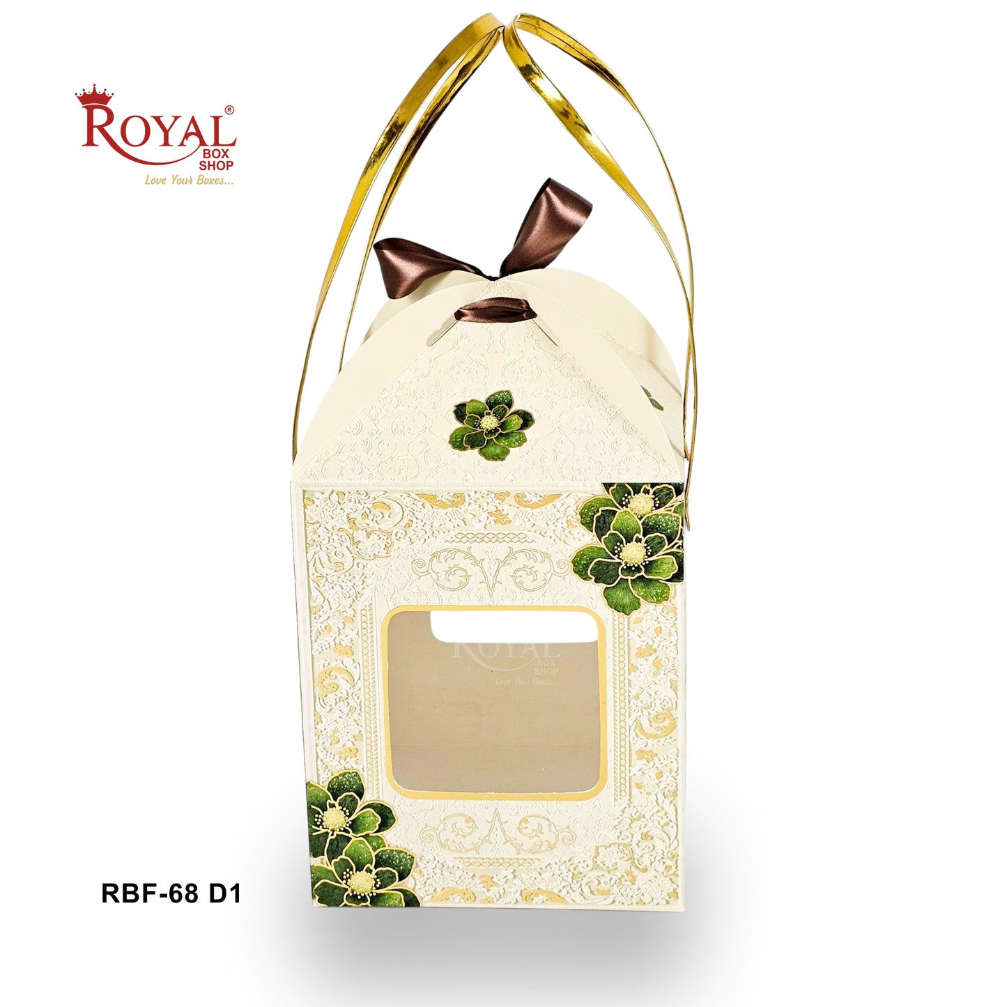 Royal Box Shop® Premium Floral Gift Hamper Box with Handle & Window I 6.75x6.75x8 Inch I RBF-68 D1