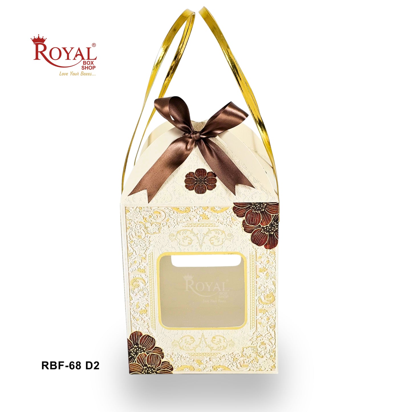 Royal Box Shop® Premium Floral Gift Hamper Box with Handle & Window I 6.75x6.75x8 Inch I RBF-68 D2