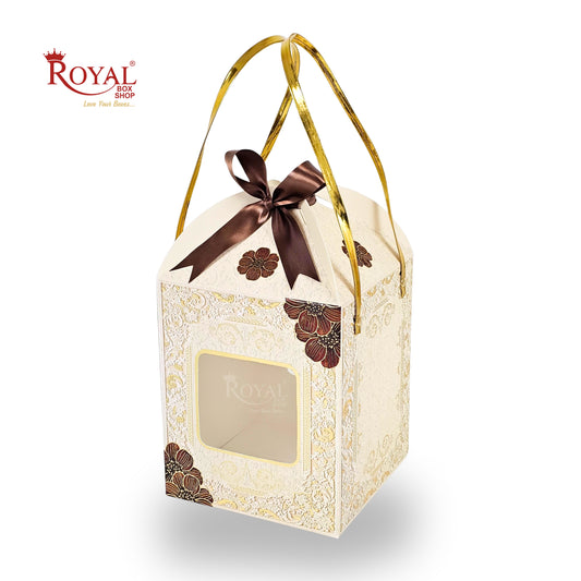 Royal Box Shop® Premium Floral Gift Hamper Box with Handle & Window I 6.75x6.75x8 Inch I RBF-68 D2