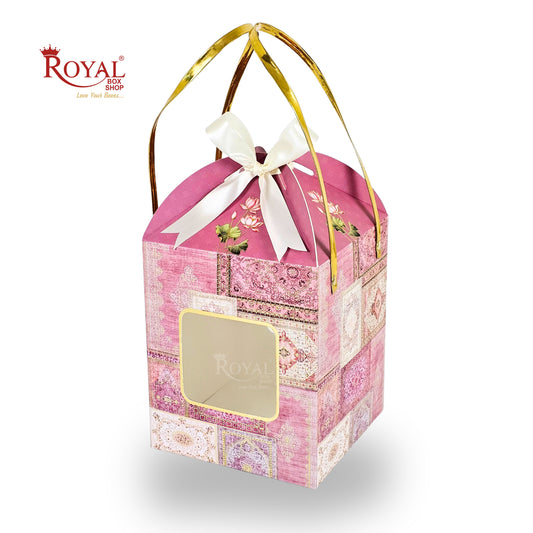 Royal Box Shop® Luxury Hamper Bag | RBF-68 D3 | 6.75x6.75x8 Inch I Golden Foil Scodix Print