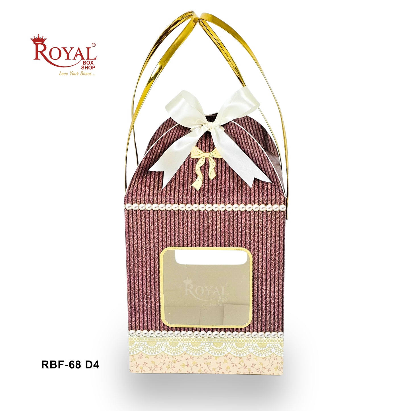 Premium Festival Gift Hamper Box with Ribbon & Handle I RBF-68 D4 | 6.75x6.75x8 Inch I Scodix Gold foil print