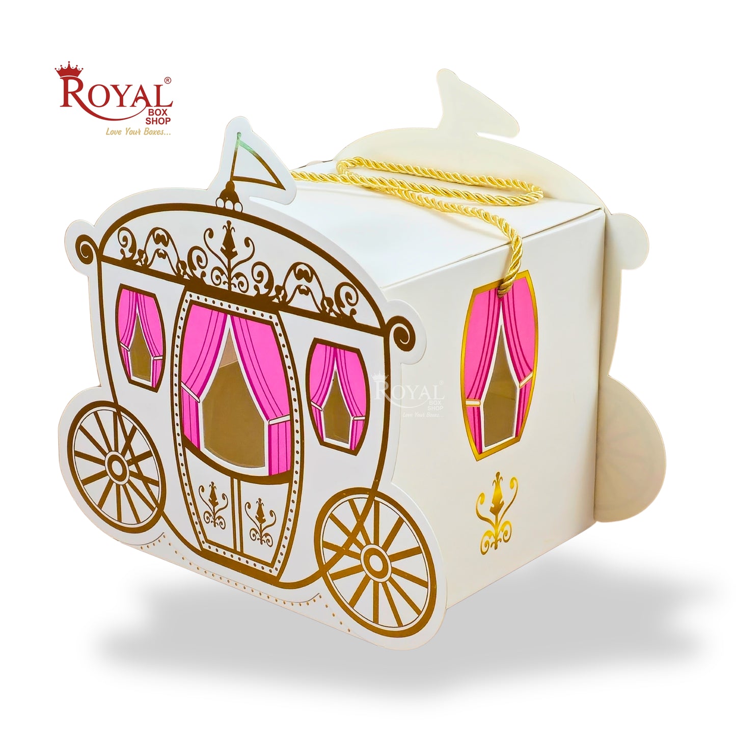 Royal Princess Carriage Gift Box I RBF-40 I Pink with Gold Leafing I Perfect for Parties & Baby Showers