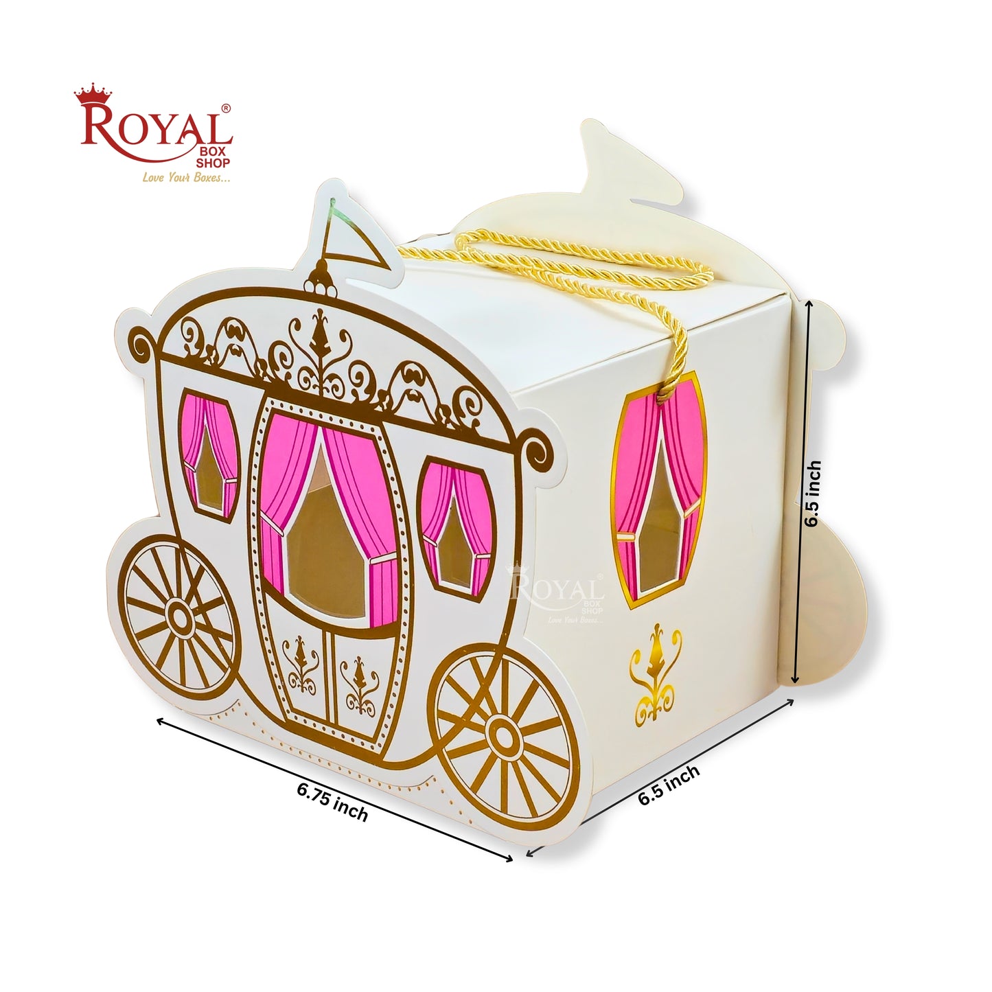 Royal Princess Carriage Gift Box I RBF-40 I Pink with Gold Leafing I Perfect for Parties & Baby Showers