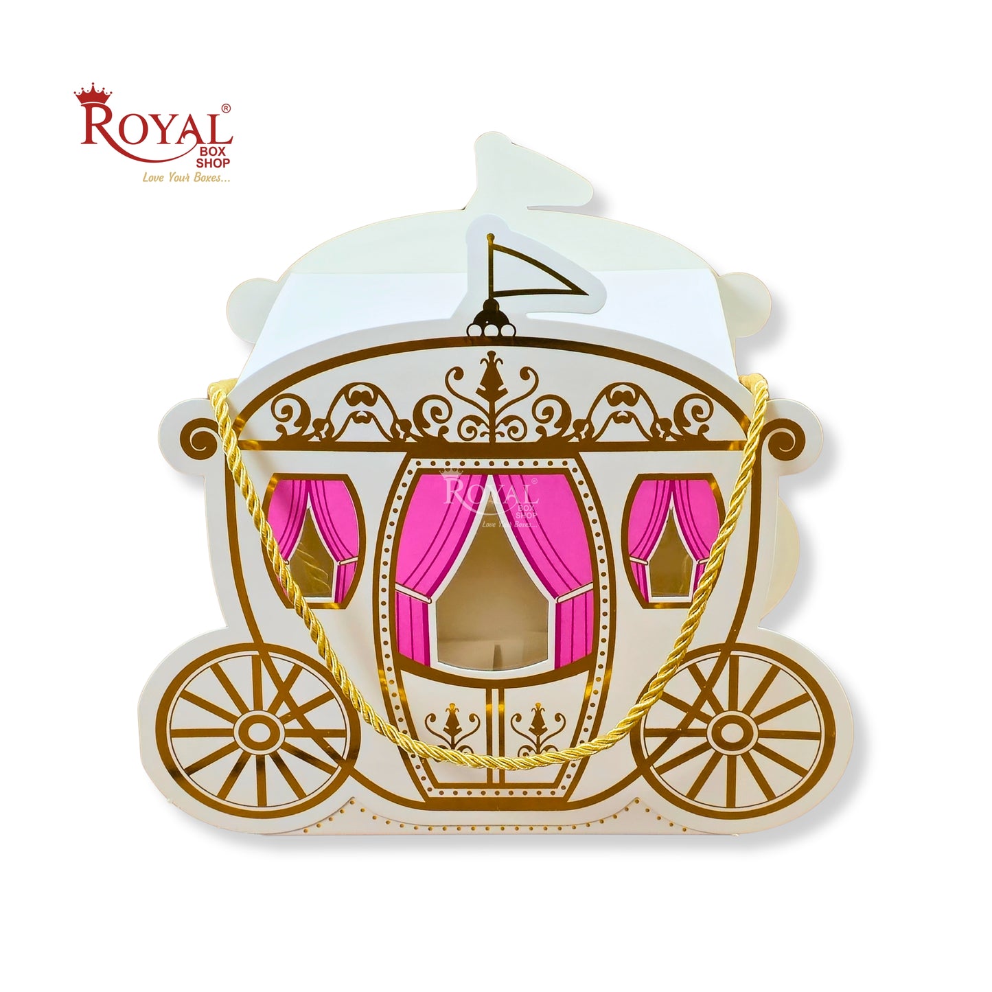 Royal Princess Carriage Gift Box I RBF-40 I Pink with Gold Leafing I Perfect for Parties & Baby Showers