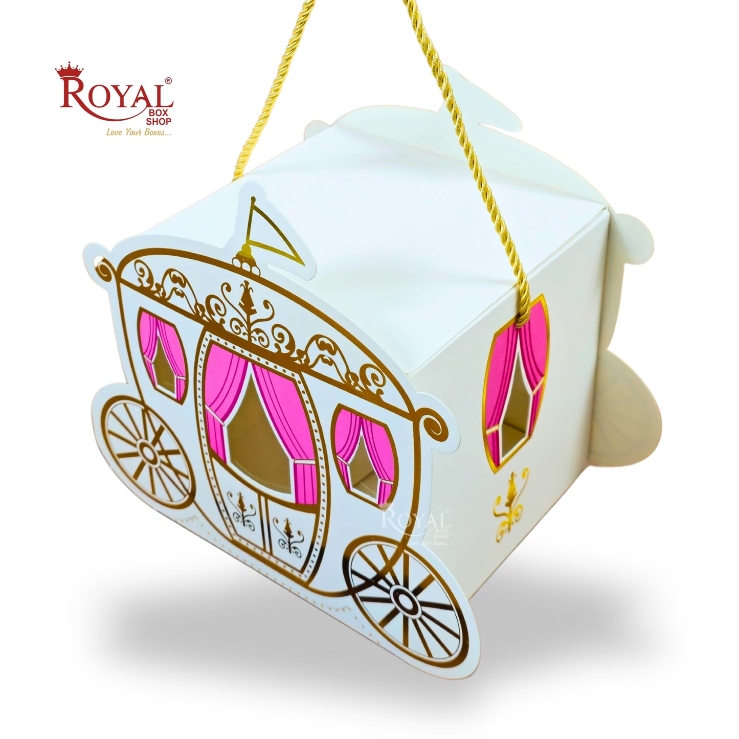 Royal Princess Carriage Gift Box I RBF-40 I Pink with Gold Leafing I Perfect for Parties & Baby Showers