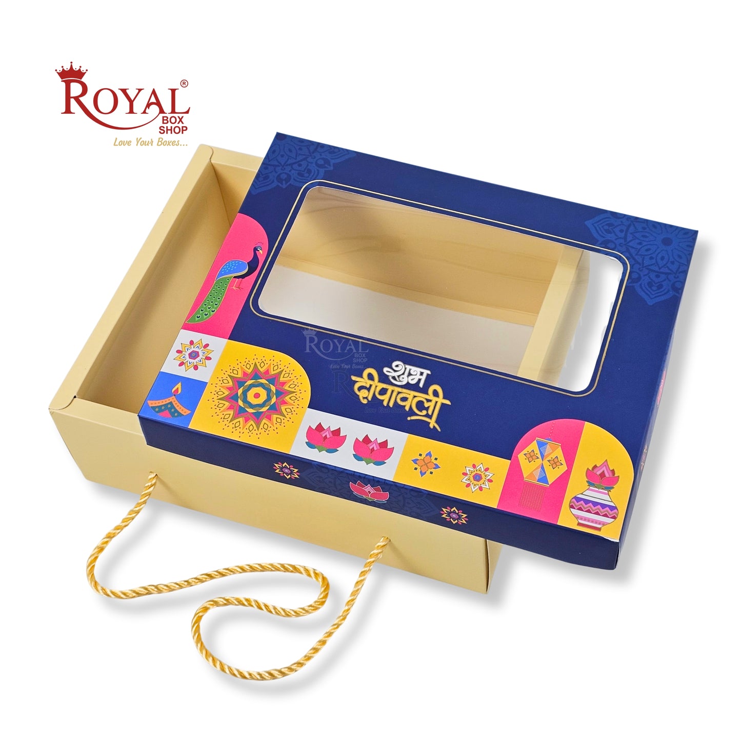 Festive Corporate Diwali Gift Box I RBF-52 D2 I With Embossed Foil Print & Window Display