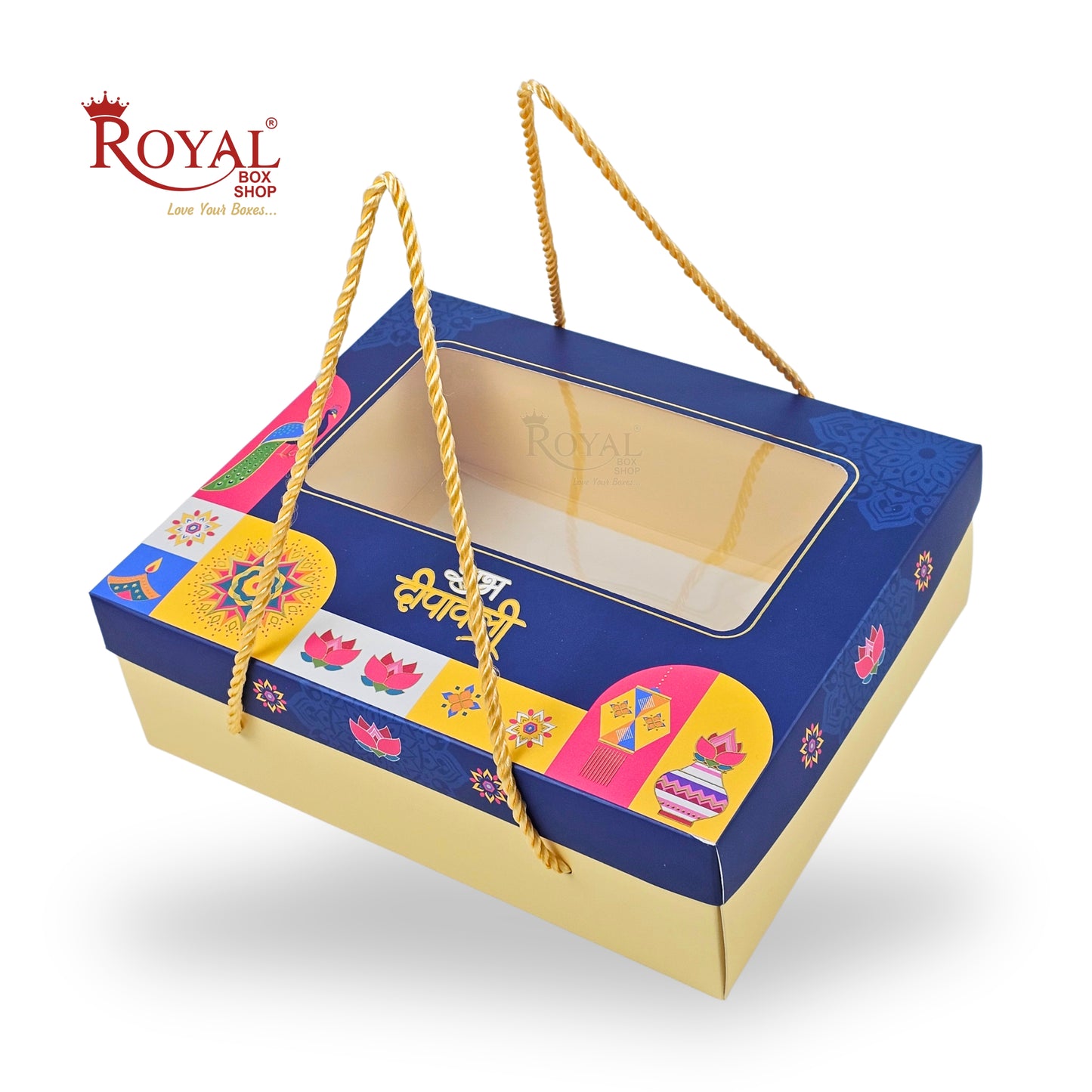 Festive Corporate Diwali Gift Box I RBF-52 D2 I With Embossed Foil Print & Window Display