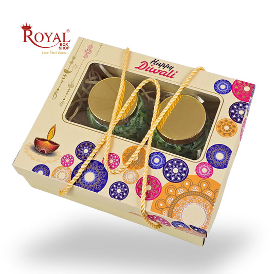 Designer Diwali Gift Hamper Box I RBF-52 D4 I Premium Foil Print & Rope Handle