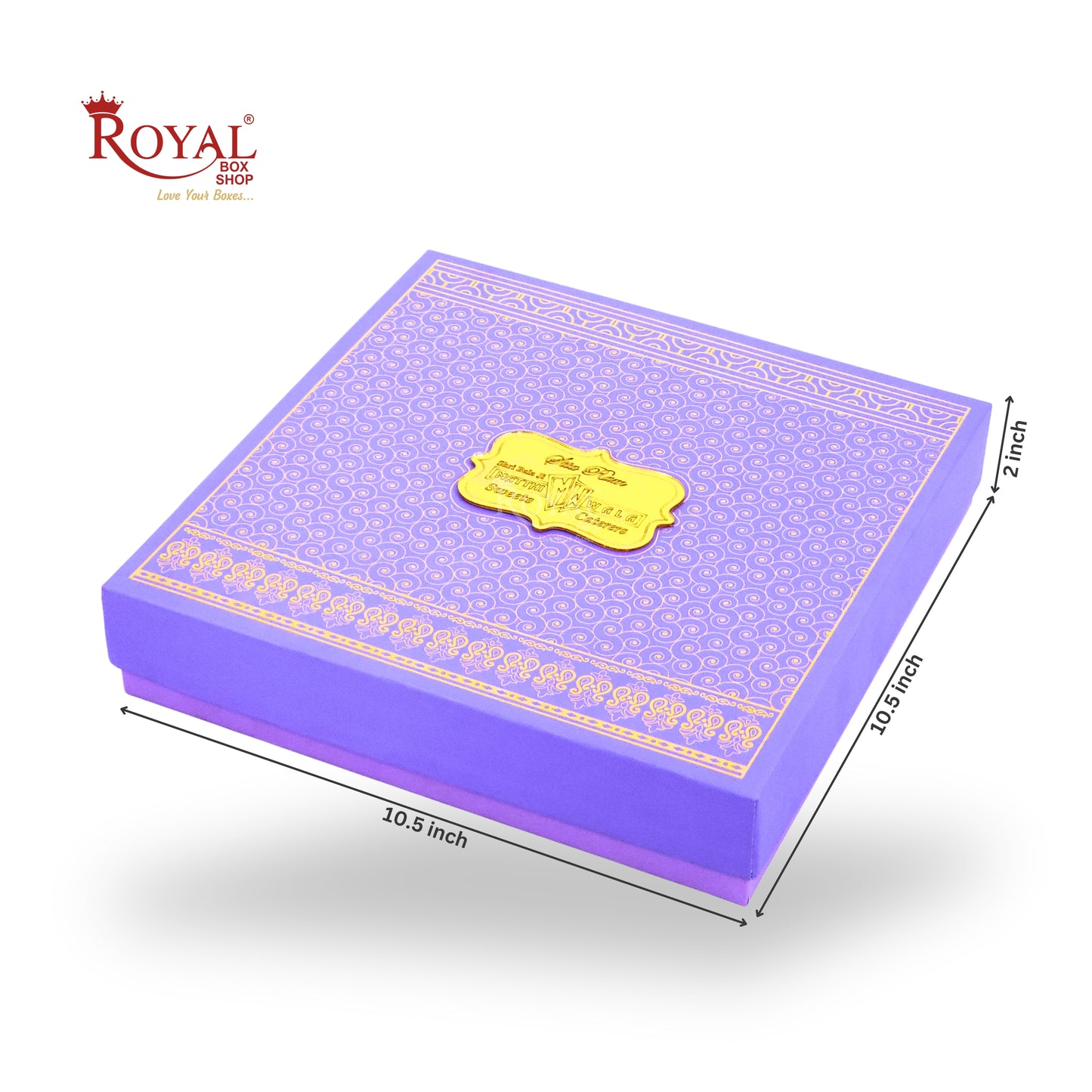 Premium Wedding Favor Bhaji and Sweets Box | 10.5x10.5x2 Inch | Purple Swirl Print