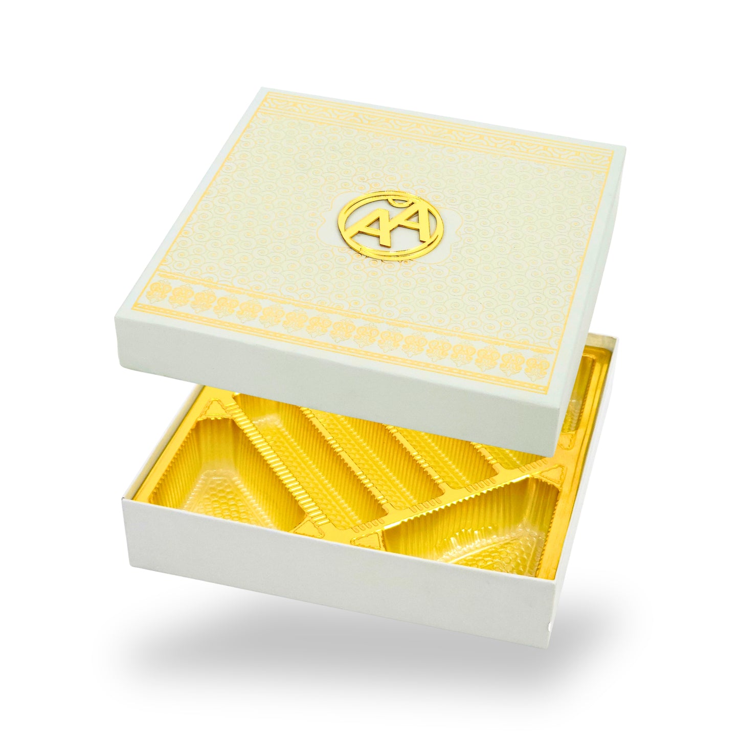 Premium Wedding Favor Bhaji and Sweets Box | 10.5x10.5x2 Inch | Grey Swirl Print