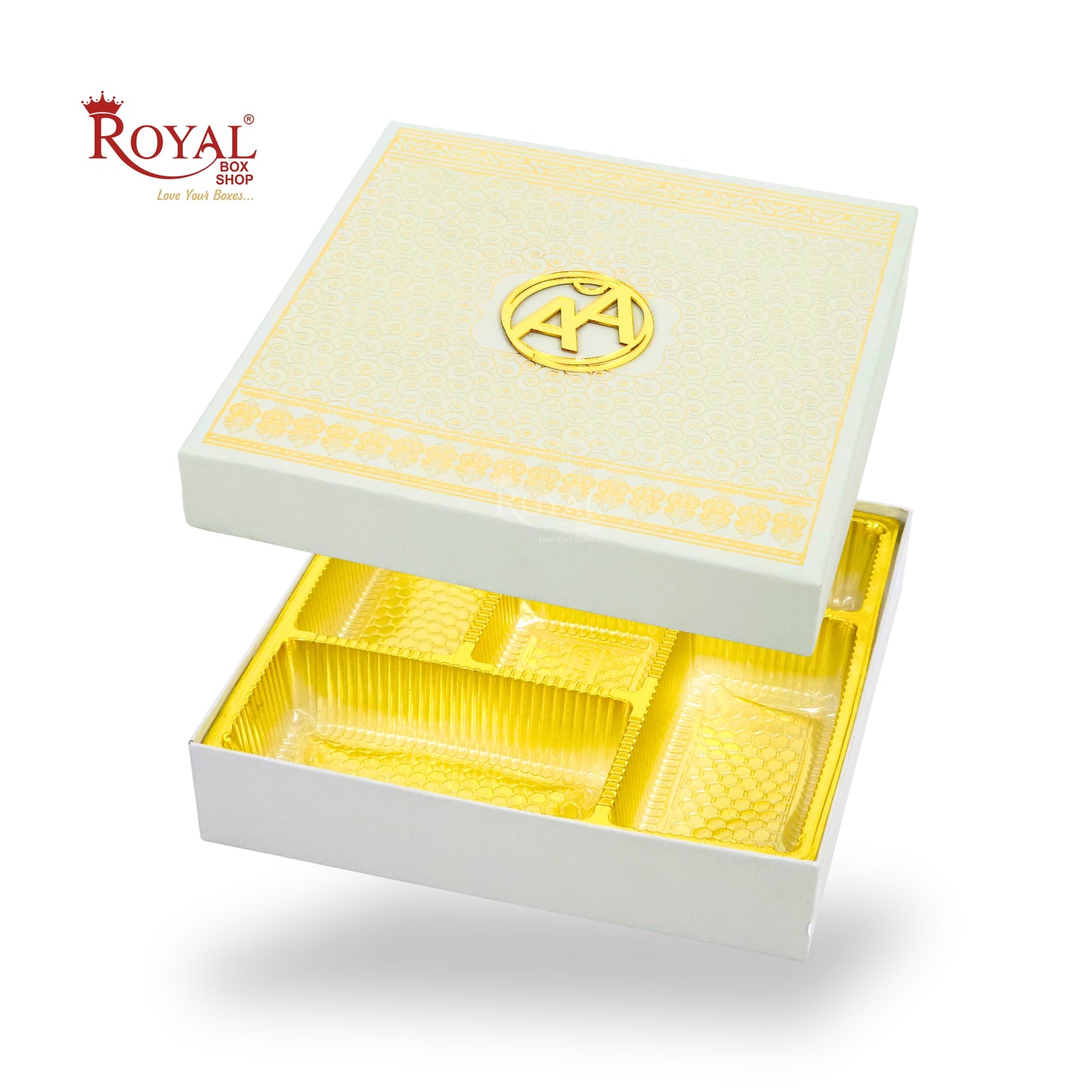 Premium Wedding Favor Bhaji and Sweets Box | 10.5x10.5x2 Inch | Grey Swirl Print