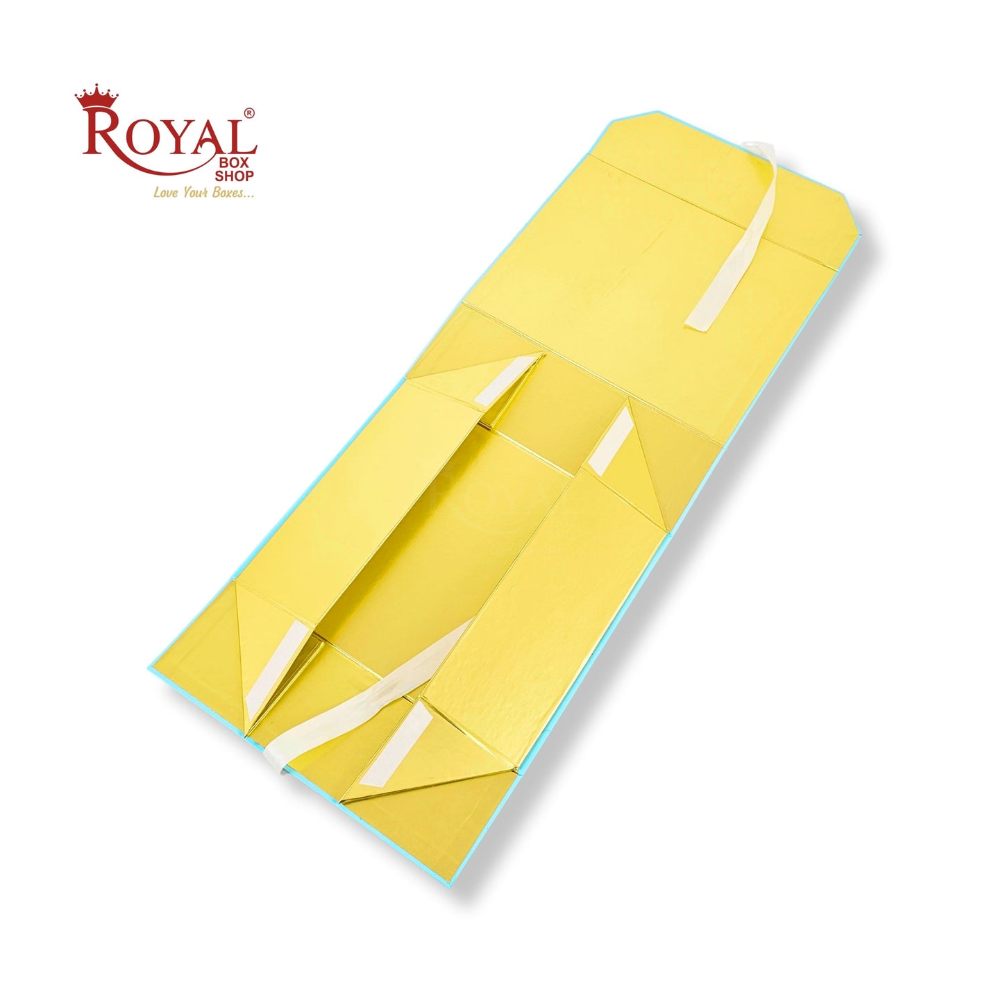 Royal Box Shop® Premium Rigid Gift Box I 12x10x4 Inch I Royal Blue I Collapsible with Ribbon